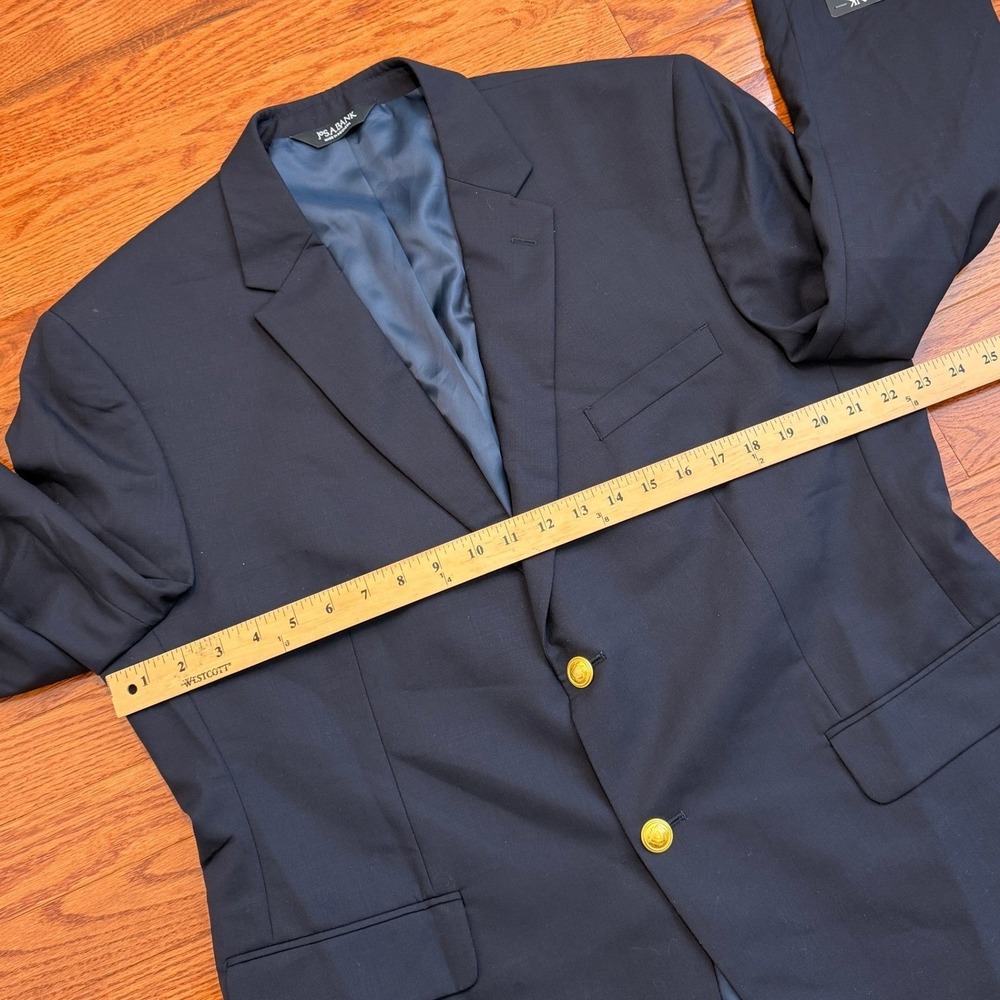 New Jos. A. Bank Executive Wool Blazer Mens 44S Navy Blue Gold Buttons Formal - Picture 9 of 16